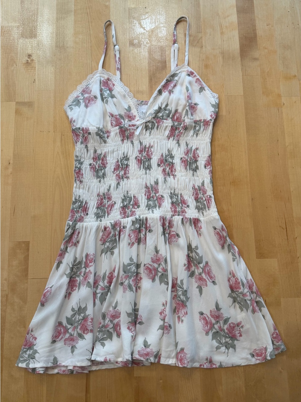 Sky to Moon Smocked Floral Spaghetti Strap Mini Dress
